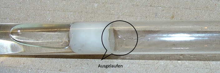 Reagenzgals ausgelaufen